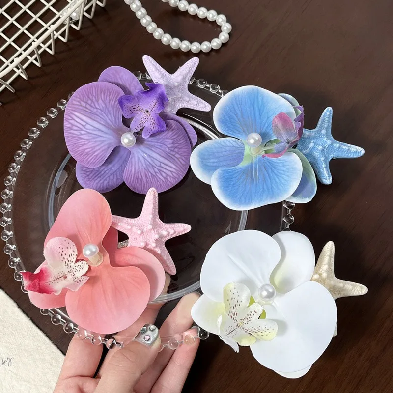 Romantic Phalaenopsis Starfish Hair Clips Female Korean Summer Beach Resort Duckbill Clip Hair Accessories
Romantic Phalaenopsis Starfish Hair Clips Female Korean Summer Beach Resort Duckbill Clip Hair Accessories