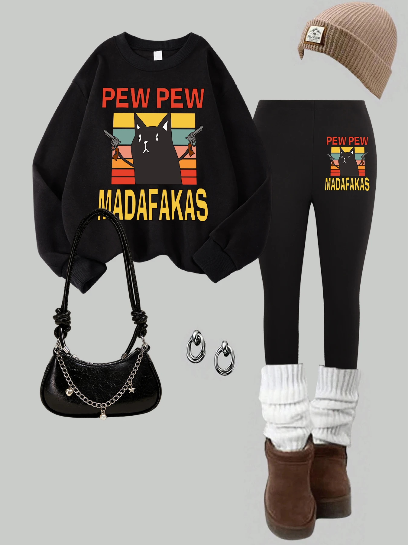 Pew Pew Madafakas Cats Pattern Sweatshirt Set Women Y2K Thicken Leggings Casual Crewneck Pullover Autumn Fleece Woman Sportswear
Pew Pew Madafakas Cats Pattern Sweatshirt Set Women Y2K Thicken Leggings Casual Crewneck Pullover Autumn Fleece Woman Sportswear