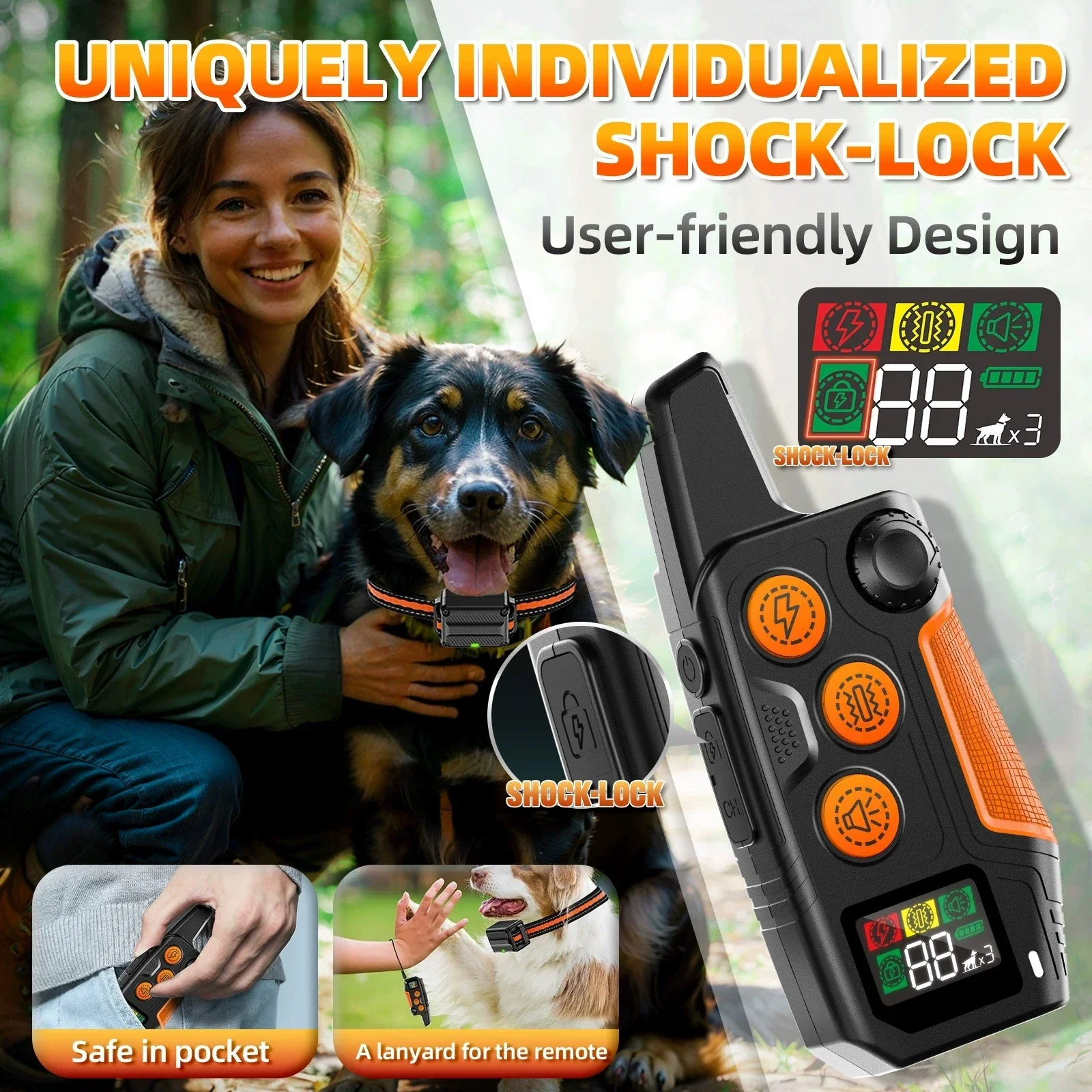 New Intelligent and Secure Automatic Anti Barking Dog Collar, Waterproof 600M Remote Control Dog Trainer Electric Shock Collar
New Intelligent and Secure Automatic Anti Barking Dog Collar, Waterproof 600M Remote Control Dog Trainer Electric Shock Collar