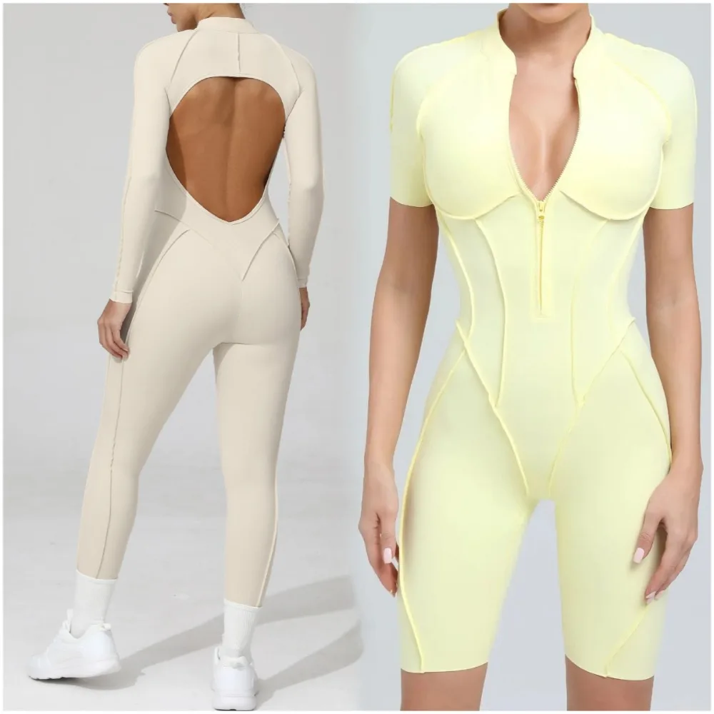 Seamless Yoga Jumpsuits Sports Fitness Zipper Hip-lifting Short-sleeved Backless Dance Workout Gym Shorts Bodysuits for Women
Seamless Yoga Jumpsuits Sports Fitness Zipper Hip-lifting Short-sleeved Backless Dance Workout Gym Shorts Bodysuits for Women