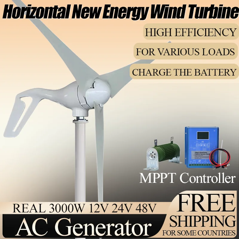 3000W 12V24V 48V Wind Energy Generator Small Wind Power Turbine Windmill for Home Farm With MPPT Controller Regulator
3000W 12V24V 48V Wind Energy Generator Small Wind Power Turbine Windmill for Home Farm With MPPT Controller Regulator