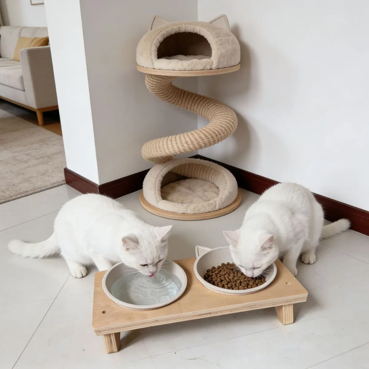 Solid Wood Cat Bowl Stand with Bamboo Fiber Pet Bowls, 2-in-1 Food & Water Feeder, Stable Elevated Feeding Stand for Cats
Solid Wood Cat Bowl Stand with Bamboo Fiber Pet Bowls, 2-in-1 Food & Water Feeder, Stable Elevated Feeding Stand for Cats