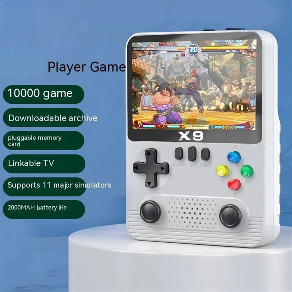 X9 Handheld Game Console 10000+Games 3.5 Inch Arcade Game Console 2000 MAh for GBA GBC NES for 11 Kinds of Simulators CHUG
X9 Handheld Game Console 10000+Games 3.5 Inch Arcade Game Console 2000 MAh for GBA GBC NES for 11 Kinds of Simulators CHUG