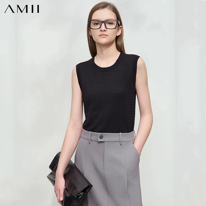 AMII Minimalist Sleeveless Womens Knitted Sweater 2026 Summer New Crew Neck Casual Pullover Solid Glitter Silk Tops 12542013
AMII Minimalist Sleeveless Womens Knitted Sweater 2026 Summer New Crew Neck Casual Pullover Solid Glitter Silk Tops 12542013