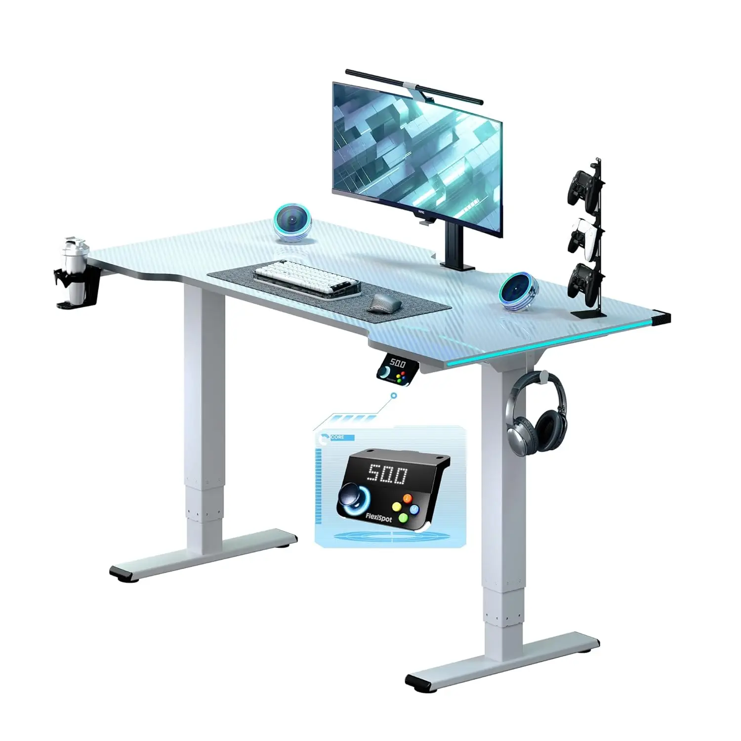 Electric Gaming Standing Desk, 55 Inch Dual Motor 3-Stage Adjustable Desk up to 352 lbs, Large, Customized
Electric Gaming Standing Desk, 55 Inch Dual Motor 3-Stage Adjustable Desk up to 352 lbs, Large, Customized
