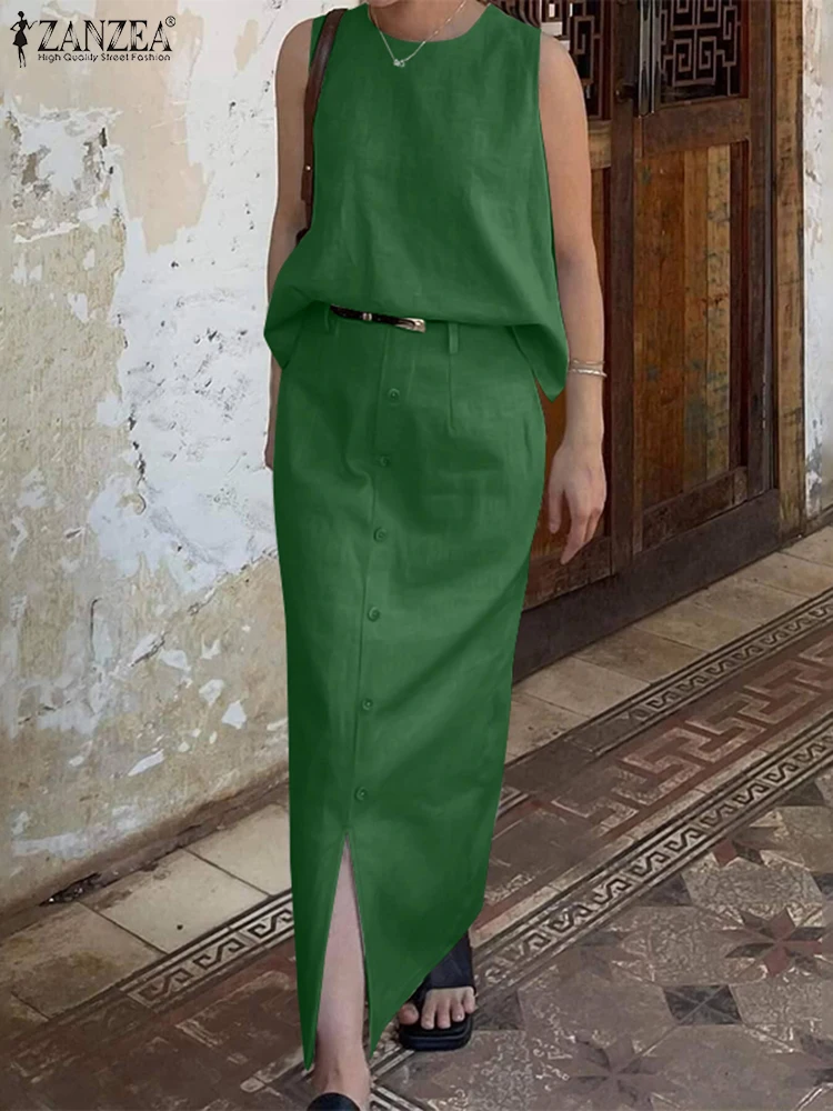 ZANZEA Women's Tank Tops 2-Pieces Suits Commuting Elegant High Waist Long Skirt Fashion Skirt Sets Casual Solid Summer Outfits
ZANZEA Women's Tank Tops 2-Pieces Suits Commuting Elegant High Waist Long Skirt Fashion Skirt Sets Casual Solid Summer Outfits