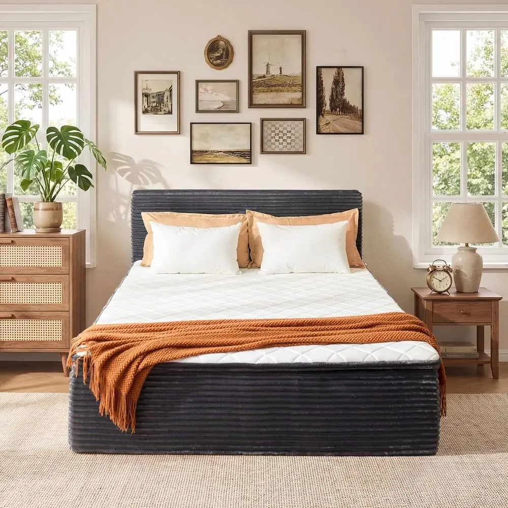 16 Inch Medium Support Memory Foam Mattress with Plush Fabric Upholstered Platform Bed, Grey, No Assembly Needed
16 Inch Medium Support Memory Foam Mattress with Plush Fabric Upholstered Platform Bed, Grey, No Assembly Needed