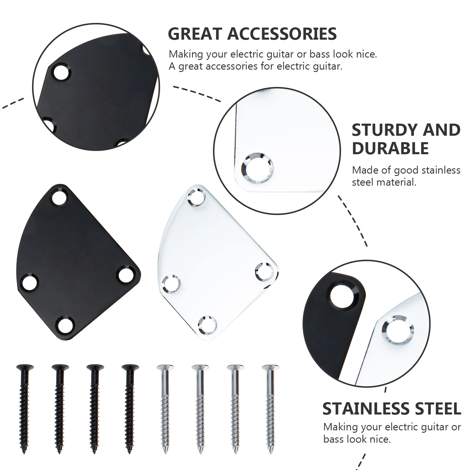 2 set Guitar Neck Plates Stainless Steel For Electric Guitar Bass Replacement Neck Joint Board Metal Part Accessory
2 set Guitar Neck Plates Stainless Steel For Electric Guitar Bass Replacement Neck Joint Board Metal Part Accessory