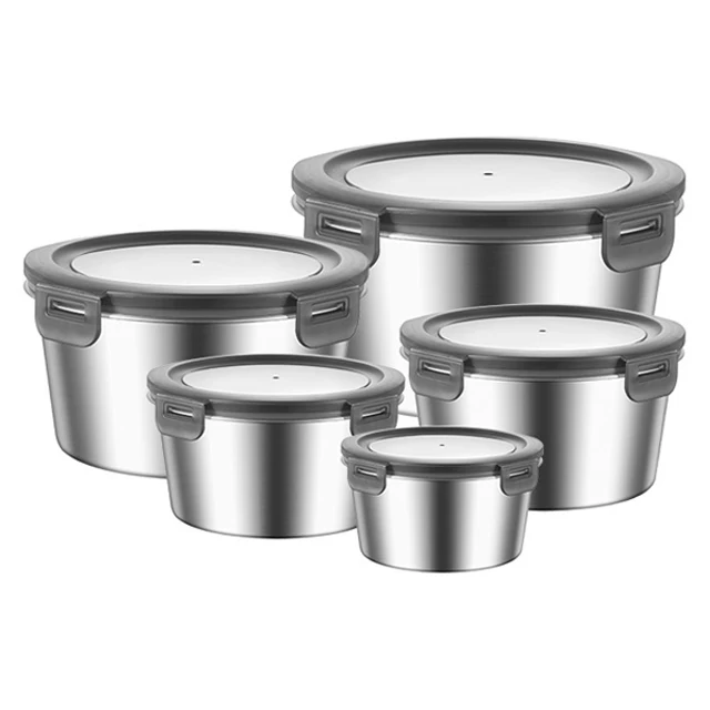 304 Stainless Steel Crisper Box PP Lid Snap Kitchen Fridge Refrigerator Metal Food Storage Containers Set of 5 Size
304 Stainless Steel Crisper Box PP Lid Snap Kitchen Fridge Refrigerator Metal Food Storage Containers Set of 5 Size