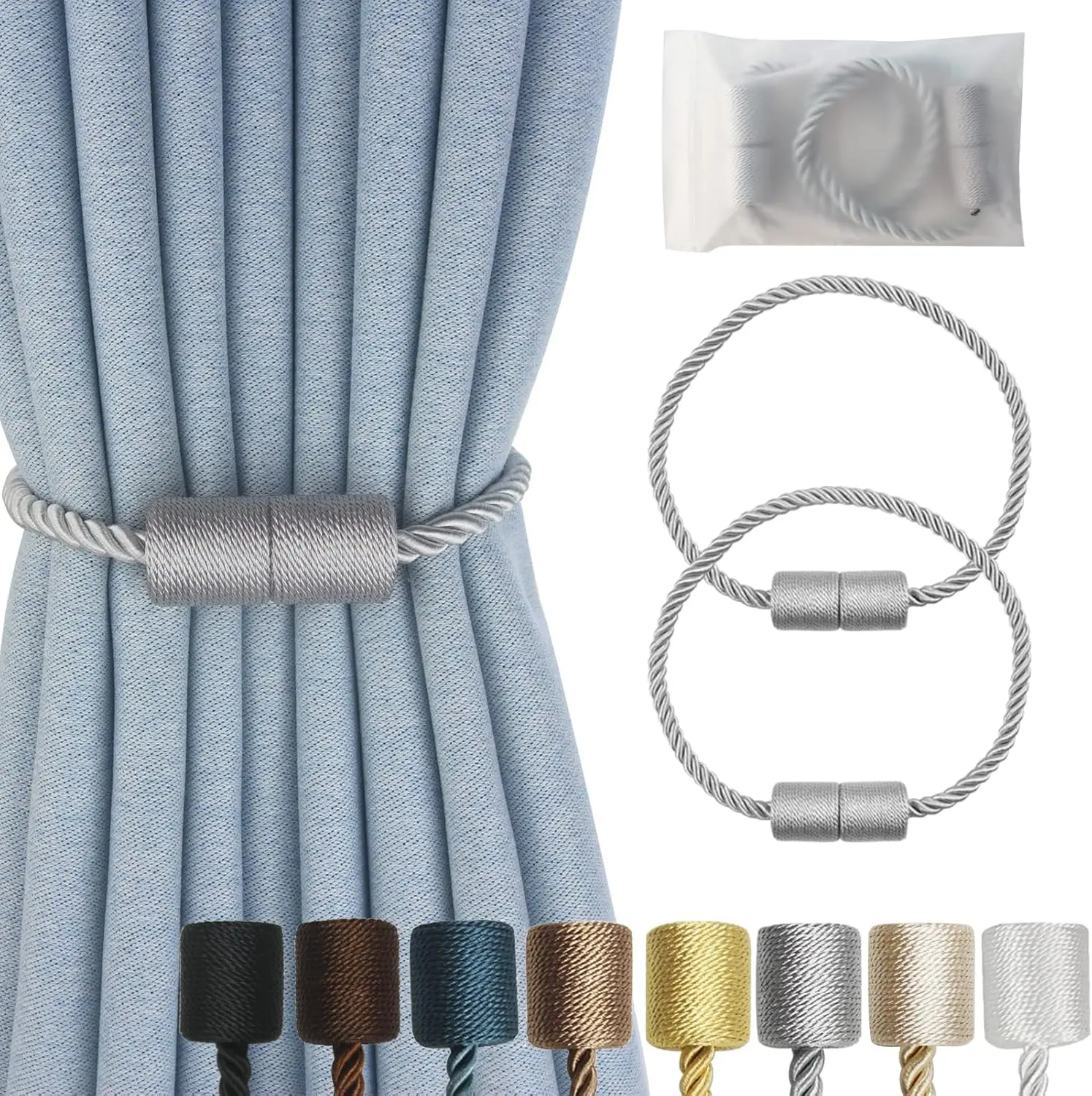 Magnetic Curtain Tiebacks 2 Pack Grey Curtain Rope Tieback Holders for Drapes Modern Decorative Curtain Holdbacks
Magnetic Curtain Tiebacks 2 Pack Grey Curtain Rope Tieback Holders for Drapes Modern Decorative Curtain Holdbacks