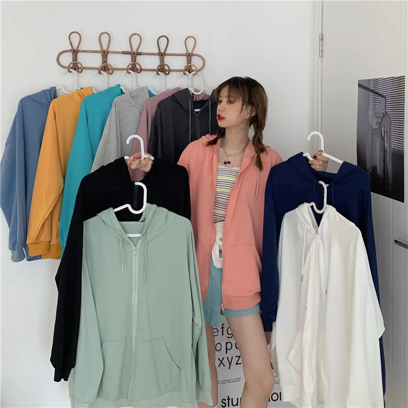Women Hoodies Solid Color Zip Up Pocket Oversized Harajuku Korean Sweatshirts Female Long Sleeve Hooded Streetwear Casual Top
Women Hoodies Solid Color Zip Up Pocket Oversized Harajuku Korean Sweatshirts Female Long Sleeve Hooded Streetwear Casual Top