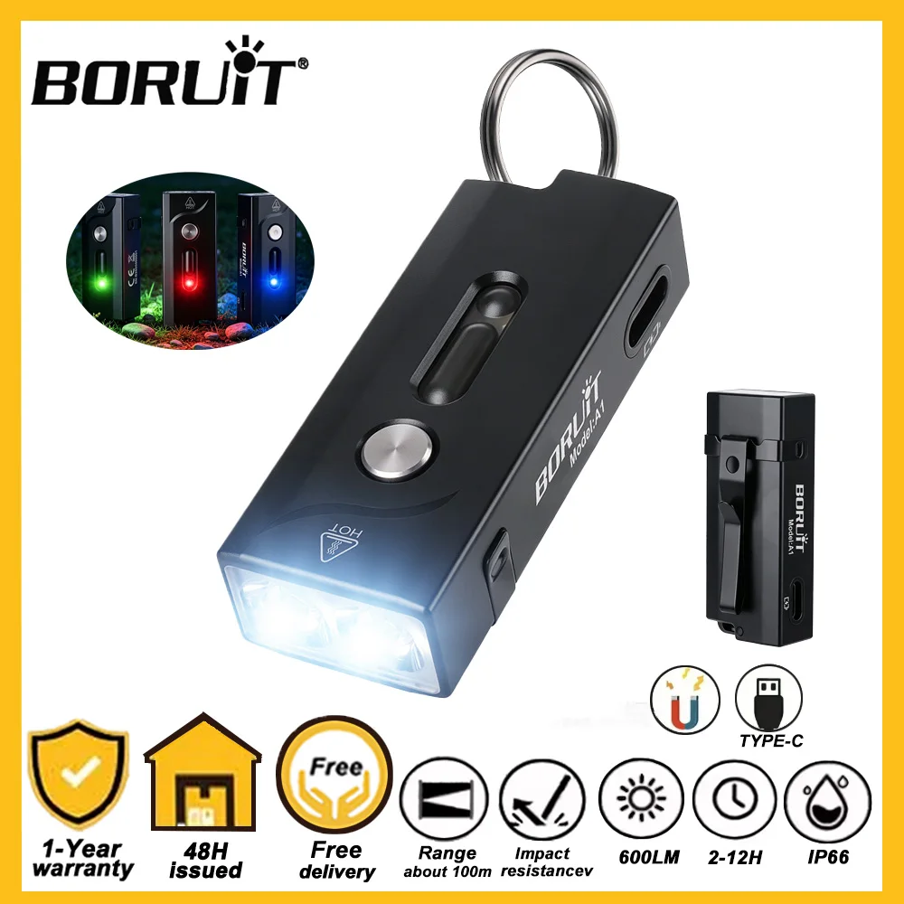 BORUiT Mini EDC RGB Keychain Light 600LM USB Rechargeable Torch Pen Clip Waterproof Colorful Flashlight Camping Fishing Gift
BORUiT Mini EDC RGB Keychain Light 600LM USB Rechargeable Torch Pen Clip Waterproof Colorful Flashlight Camping Fishing Gift