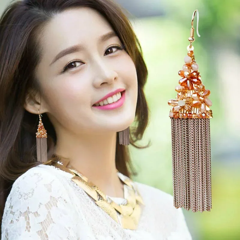 Bohemian Nationality Romantic Flower Long Tassel Earrings Jewelry Bride Earrings for Women
Bohemian Nationality Romantic Flower Long Tassel Earrings Jewelry Bride Earrings for Women