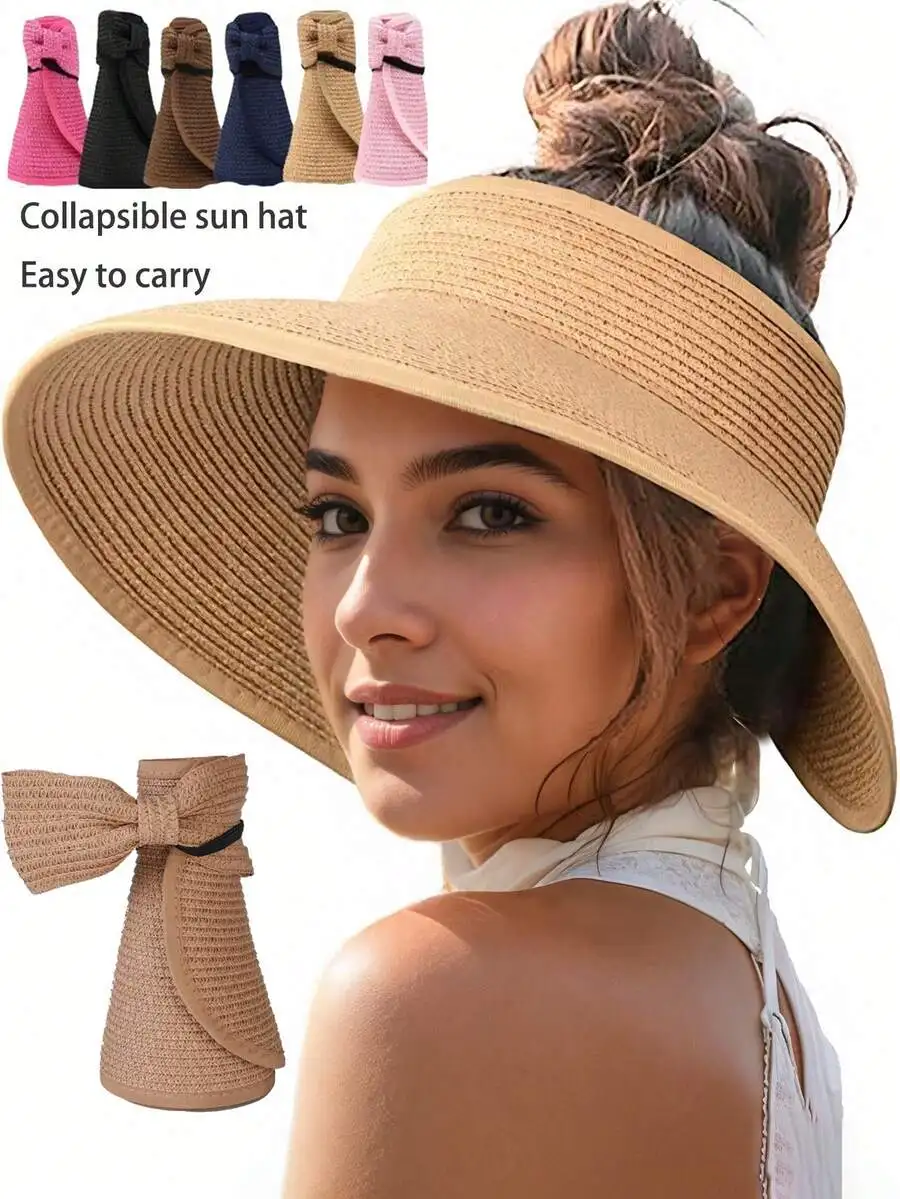 Women Wide Brim Straw Sun Visor Hat With Bow Foldable Packable UV Protection Beach Travel Hat
Women Wide Brim Straw Sun Visor Hat With Bow Foldable Packable UV Protection Beach Travel Hat