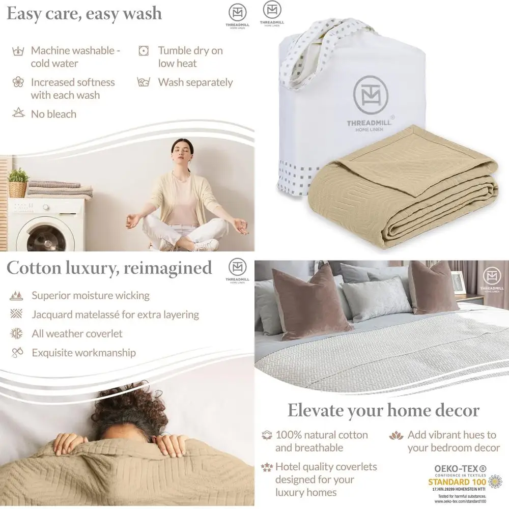 Всесезонное двойное одеяло из 100% хлопка, легкое и уютное покрывало, 350GSM, 68x90 дюймов, бежевый
Всесезонное двойное одеяло из 100% хлопка, легкое и уютное покрывало, 350GSM, 68x90 дюймов, бежевый