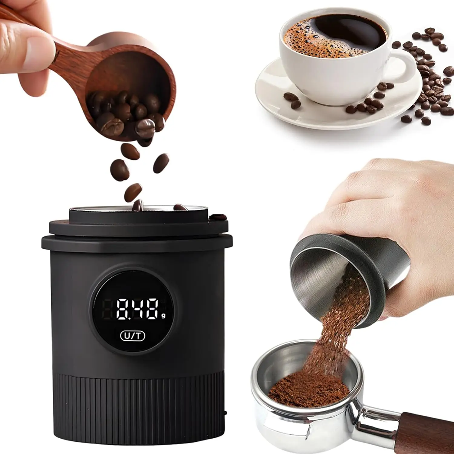 Espresso Coffee Dosing Cup with Scale Rechargeable 0.1g Precision Scale Multi-Purpose for Espresso Coffee with 58mm Portafilter
Espresso Coffee Dosing Cup with Scale Rechargeable 0.1g Precision Scale Multi-Purpose for Espresso Coffee with 58mm Portafilter