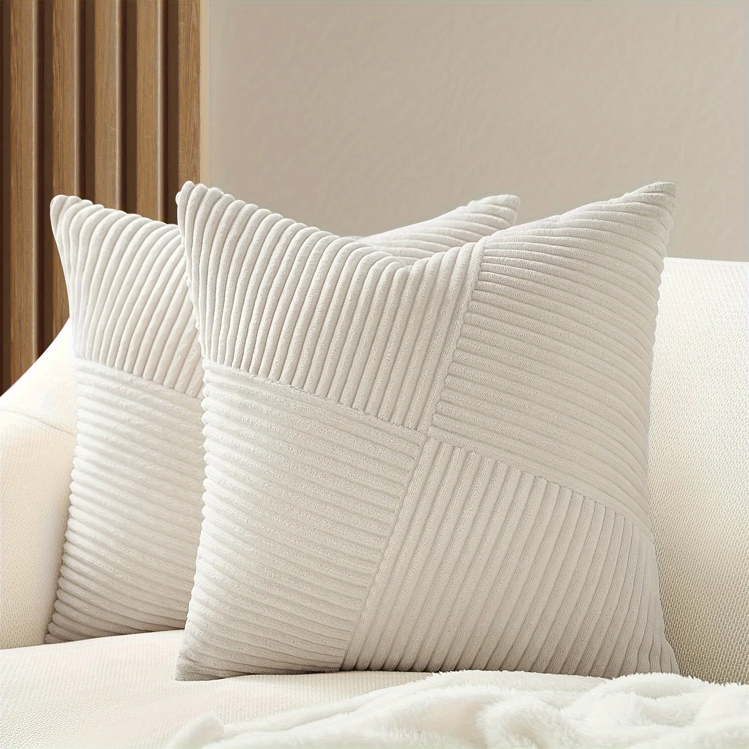 Bohemian Style Corduroy Throw Pillow Covers - 18x18 Inch, Soft Striped Patchwork Design, Zippered Polyester - For Sofa, B
Bohemian Style Corduroy Throw Pillow Covers - 18x18 Inch, Soft Striped Patchwork Design, Zippered Polyester - For Sofa, B