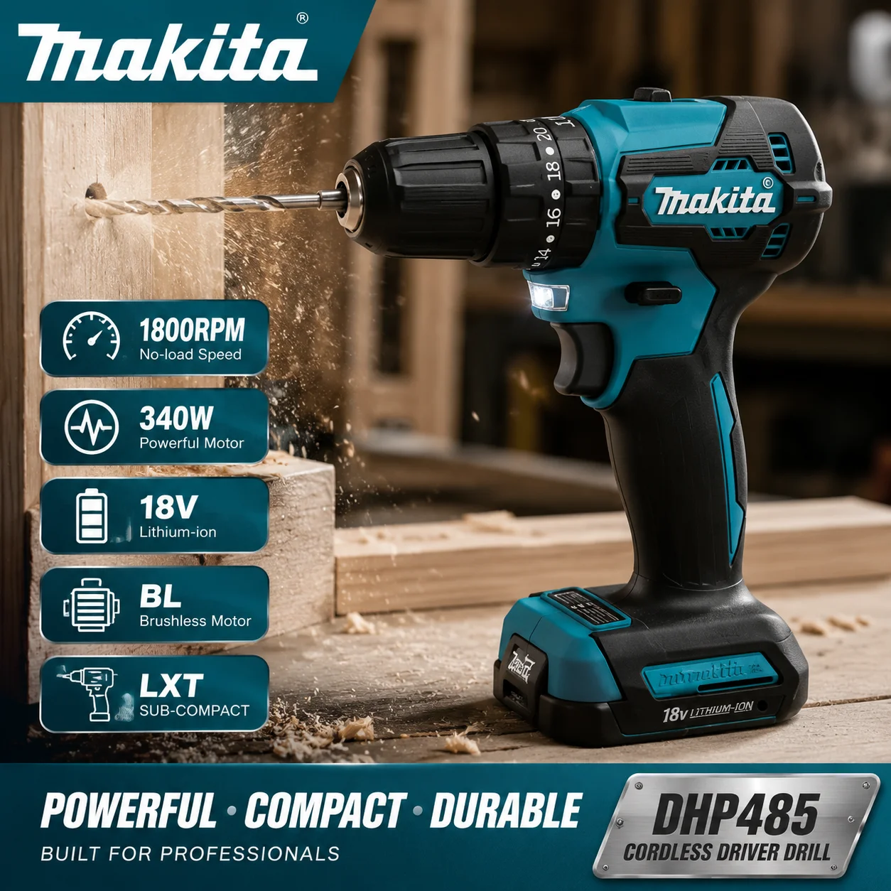 Makita Battery 18V LXT 6.0Ah Rechargeable For DHP487 Cordless Brushless Hammer Impact Drill
Makita Battery 18V LXT 6.0Ah Rechargeable For DHP487 Cordless Brushless Hammer Impact Drill