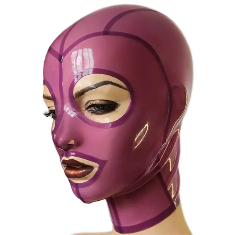 Transparent Purple Latex Hood Sexy Fetish Mask Open Eyes and Mouth with Back Zipper for Halloween Cosplay Costumes
Transparent Purple Latex Hood Sexy Fetish Mask Open Eyes and Mouth with Back Zipper for Halloween Cosplay Costumes
