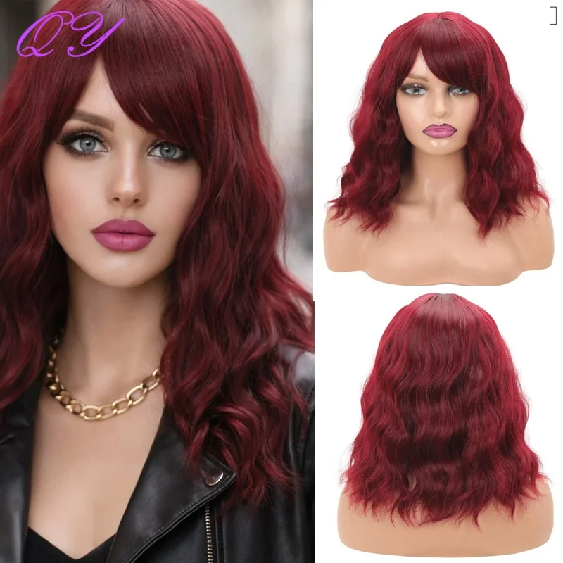 Burgundy Wavy Women Synthetic Wig With Bangs Heat Resistant, Natural Looking, Daily & Cosplay Use
Burgundy Wavy Women Synthetic Wig With Bangs Heat Resistant, Natural Looking, Daily & Cosplay Use