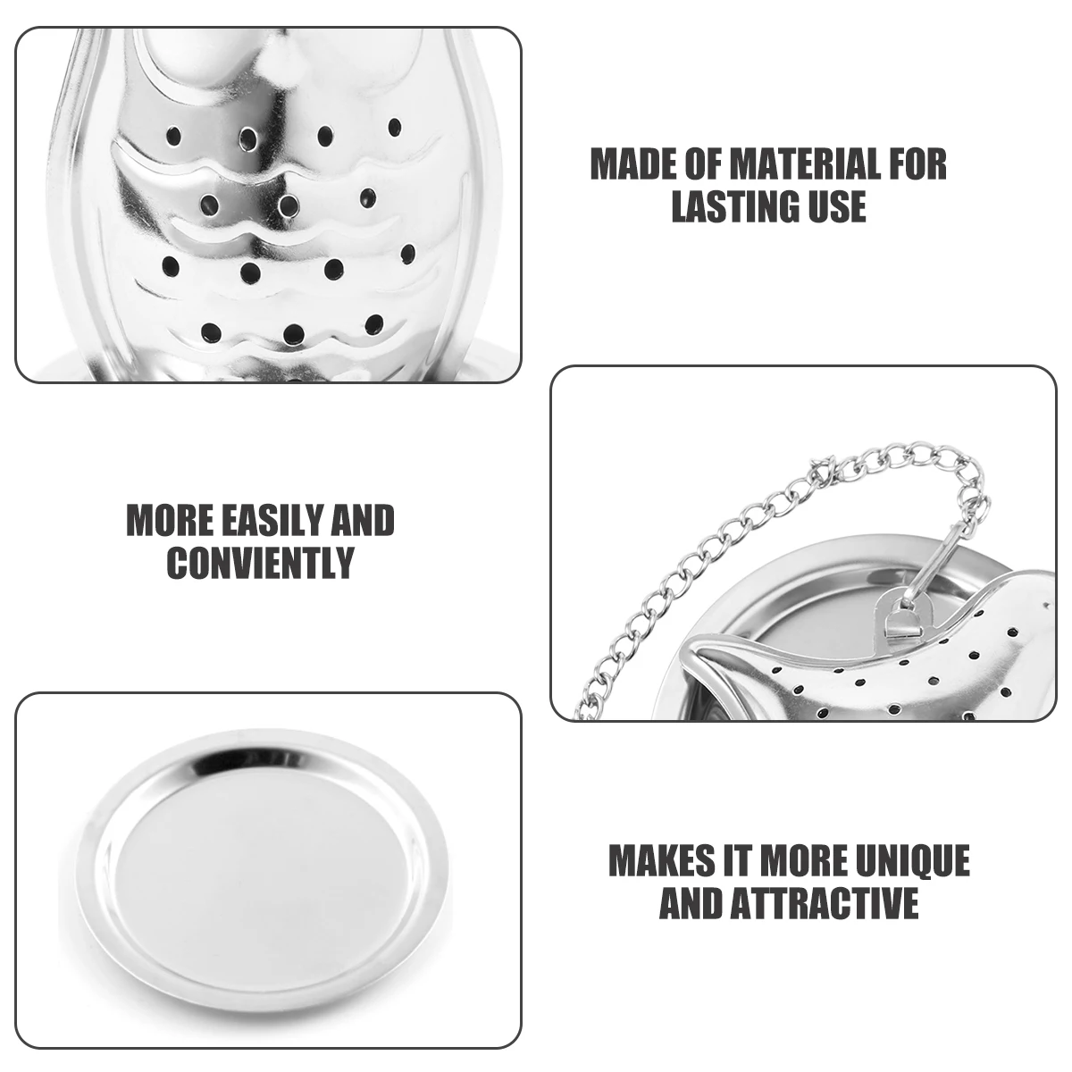 3Pcs Stainless Steel Tea Strainer Animal Series Silver Creative Shape Design Dishwasher Safe 800c Heat Resistant Infuser
3Pcs Stainless Steel Tea Strainer Animal Series Silver Creative Shape Design Dishwasher Safe 800c Heat Resistant Infuser