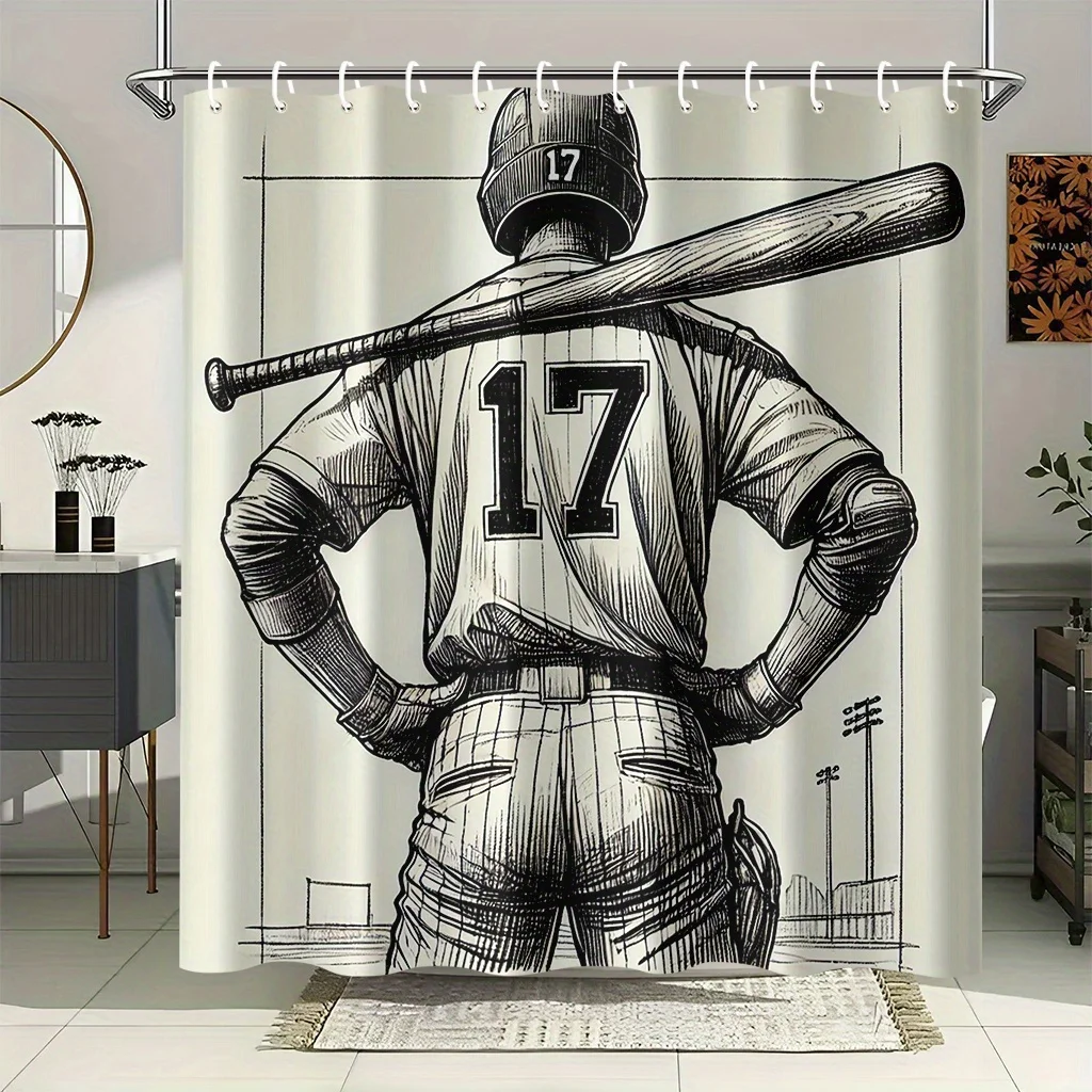 Vintage Baseball Player Shower Curtain, Sketch Style Sports Decor, Number 17 Jersey, Man Cave Bathroom Art
Vintage Baseball Player Shower Curtain, Sketch Style Sports Decor, Number 17 Jersey, Man Cave Bathroom Art