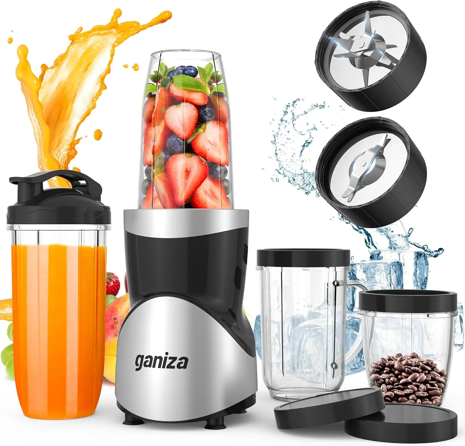 900W Smoothie Blender, 15-Piece Personal Blender & Grinder Combo, 4 BPA-Free Cups
900W Smoothie Blender, 15-Piece Personal Blender & Grinder Combo, 4 BPA-Free Cups