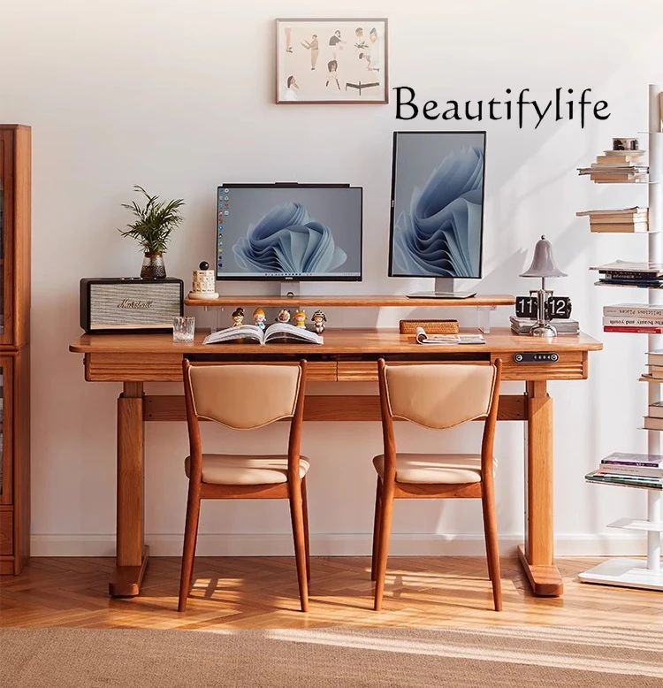 Solid wood electric lifting desk computer office cherry wood workbench can lift study table 
Solid wood electric lifting desk computer office cherry wood workbench can lift study table