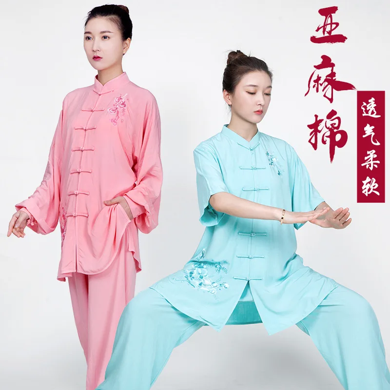 Tai Ji Suit Martial Arts Women's Linen Cotton and Short-Sleeved Embroidered Clothing Wear Practice Kung Fu Uniforms Performance
Tai Ji Suit Martial Arts Women's Linen Cotton and Short-Sleeved Embroidered Clothing Wear Practice Kung Fu Uniforms Performance