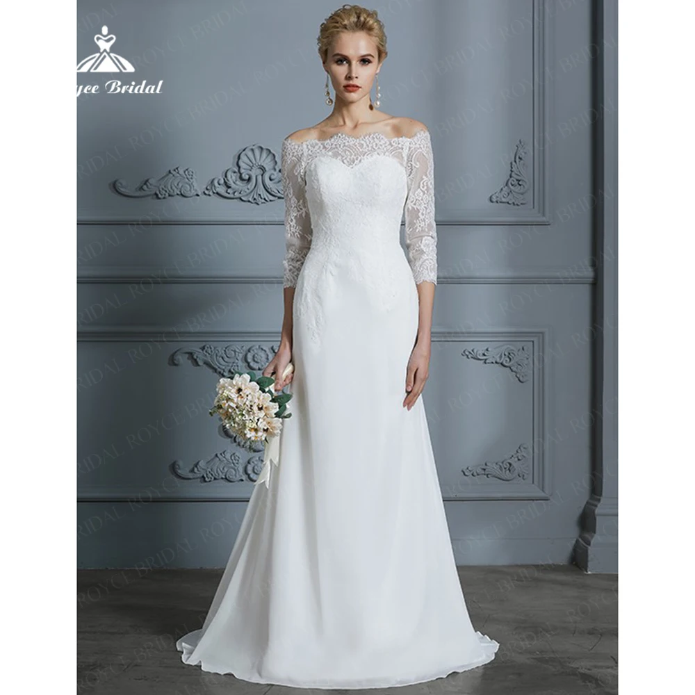 Roycebridal Lace Applique Sheath Wedding Dress 2025 Bateau Neck Long Sleeve Sweep Train Bridal Gowns Customized Vestido Novia
Roycebridal Lace Applique Sheath Wedding Dress 2025 Bateau Neck Long Sleeve Sweep Train Bridal Gowns Customized Vestido Novia