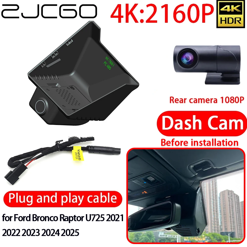 ZJCGO 4K Car DVR Dash Cam Wifi Front Rear Camera 24h Monitor for Ford Bronco Raptor U725 2021 2022 2023 2024 2025
ZJCGO 4K Car DVR Dash Cam Wifi Front Rear Camera 24h Monitor for Ford Bronco Raptor U725 2021 2022 2023 2024 2025