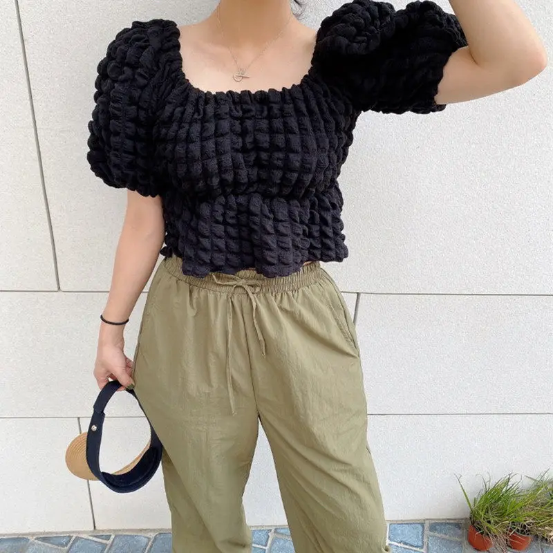 Slimming Effect Women's Shirt Dongda Gate Straight Bubble Pattern Waist Cinching Bubble Sleeve Square Collar Top Fashionable ...
Slimming Effect Women's Shirt Dongda Gate Straight Bubble Pattern Waist Cinching Bubble Sleeve Square Collar Top Fashionable ...
