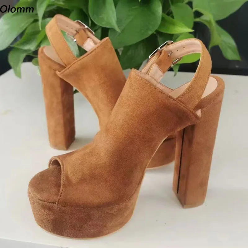 Olomm Handmade Women Platform Sandals Faux Suede Back Strap Chunky Heel Peep Toe Gorgeous Camel Fuchsia Party Shoes US Size 5-20
Olomm Handmade Women Platform Sandals Faux Suede Back Strap Chunky Heel Peep Toe Gorgeous Camel Fuchsia Party Shoes US Size 5-20