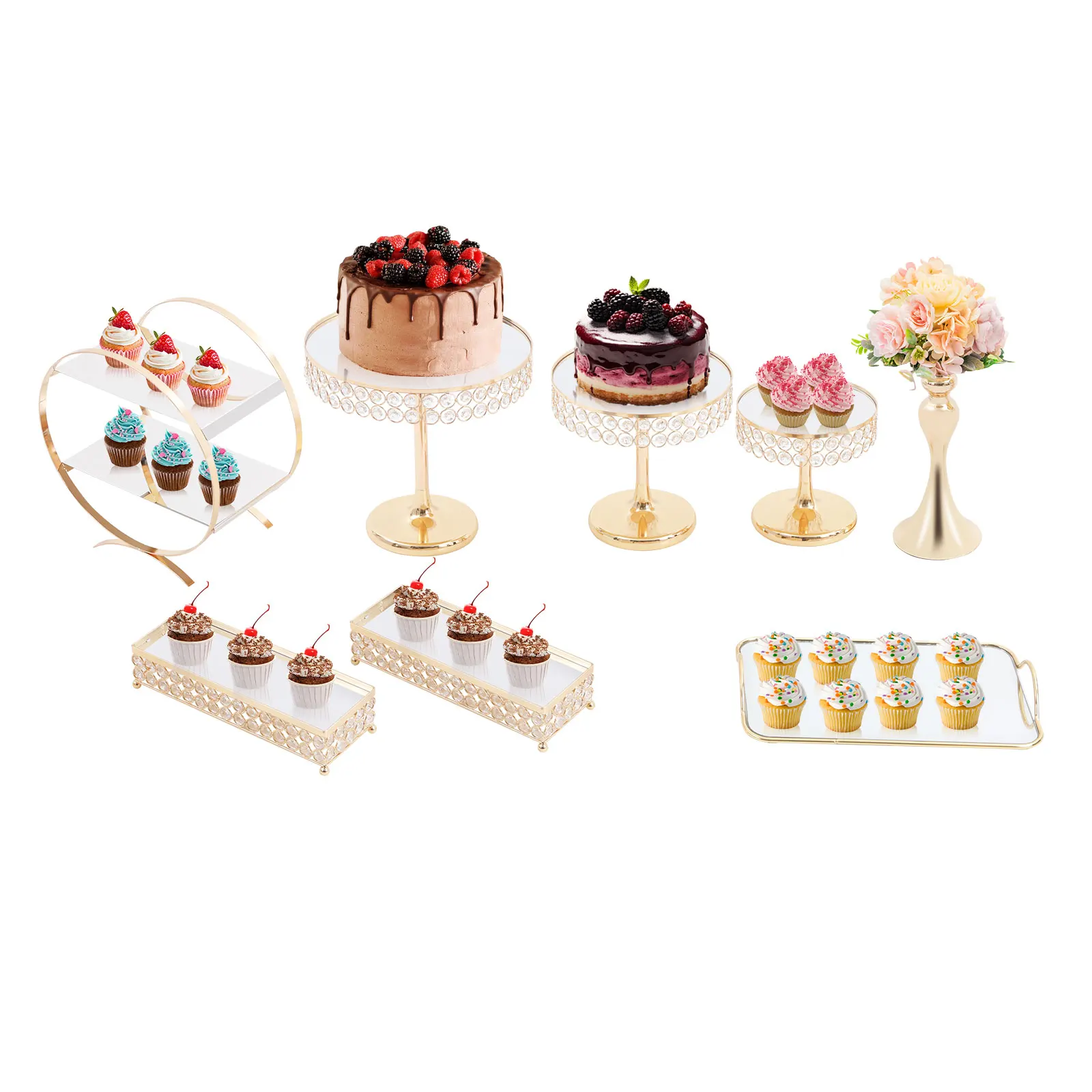End Tables, Cake Stand, Storage Rack, 8-Piece Gold Plated Metal Acrylic Pastry Display Set, Decorative Dessert Stands
End Tables, Cake Stand, Storage Rack, 8-Piece Gold Plated Metal Acrylic Pastry Display Set, Decorative Dessert Stands