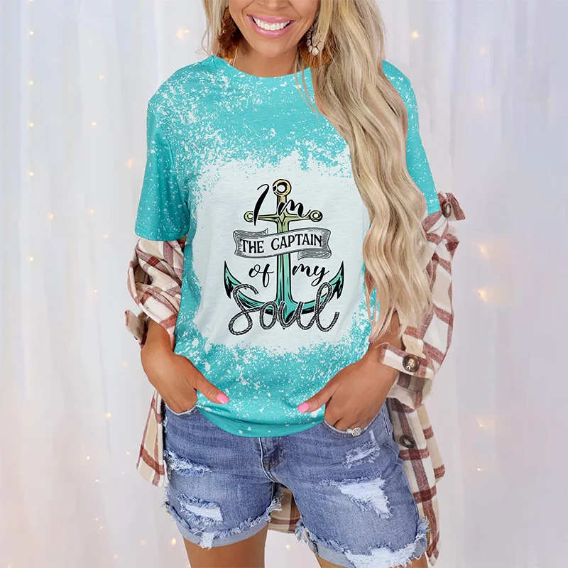 Anchor Bleached Tie dyed Graphic Tee short sleeve women's casual loose round neck T-shirt
Anchor Bleached Tie dyed Graphic Tee short sleeve women's casual loose round neck T-shirt