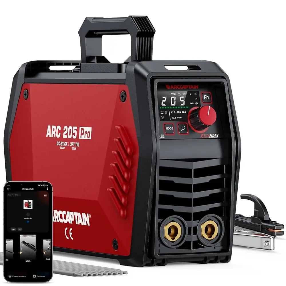 ARCCAPTAIN European Standard Inverter Welder APP Control ARC/Lift TIG 230V 205A Large LED Display IGBT Inverter Welding Machine
ARCCAPTAIN European Standard Inverter Welder APP Control ARC/Lift TIG 230V 205A Large LED Display IGBT Inverter Welding Machine
