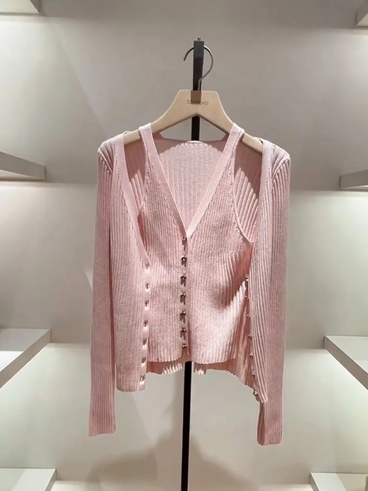 Sweet Sle Knitted Cardigan Women's Pink Outerwear ort V-Ne Button Design Polyester Fiber Spring Autumn Faion
Sweet Sle Knitted Cardigan Women's Pink Outerwear ort V-Ne Button Design Polyester Fiber Spring Autumn Faion