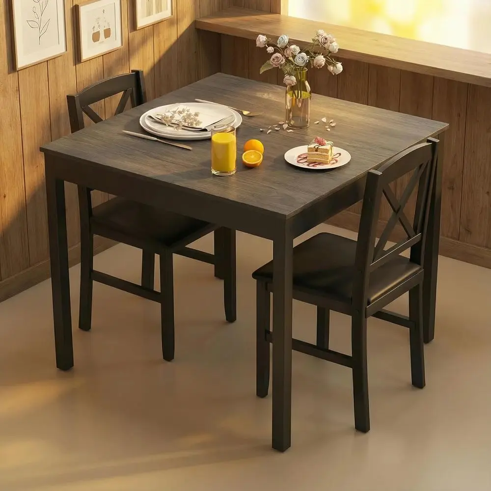 Modern 3-Piece Dining Set with Wooden Table and Padded Chairs, Ideal for Small Spaces in Kitchen or Living Room (Grey and Black)
Modern 3-Piece Dining Set with Wooden Table and Padded Chairs, Ideal for Small Spaces in Kitchen or Living Room (Grey and Black)