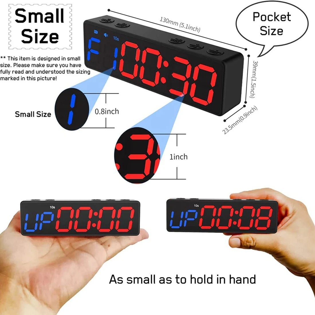 AA91 Workout Clock with Battery, Portable Mini Gym Timer with Built-in Magnet for Home Gym, Programmable Countdown/Up Timer
AA91 Workout Clock with Battery, Portable Mini Gym Timer with Built-in Magnet for Home Gym, Programmable Countdown/Up Timer