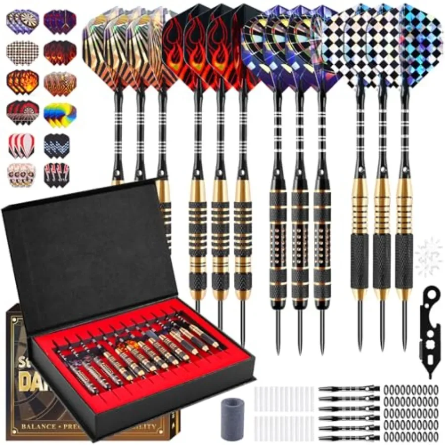 Darts Metal Tip Set, 12 PCS Professional Steel Tip Darts for Dartboard with 20g 22g 24g Brass Barrels, 18 Aluminum Shafts, 36 F
Darts Metal Tip Set, 12 PCS Professional Steel Tip Darts for Dartboard with 20g 22g 24g Brass Barrels, 18 Aluminum Shafts, 36 F