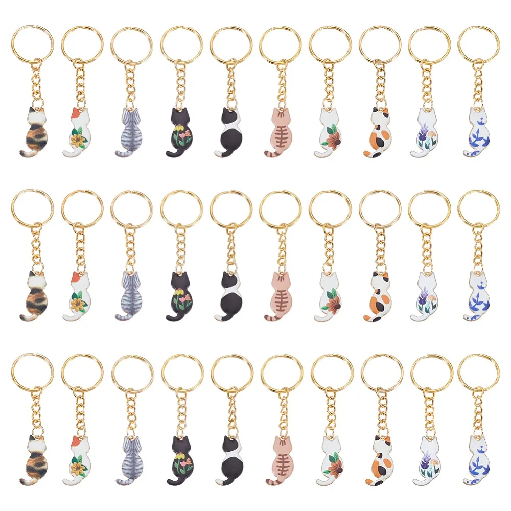 30Pcs 10 Style Alloy Enamel Keychain Printed Cat Shape with Iron Findings Mixed Color 83mm 3pcs/style
30Pcs 10 Style Alloy Enamel Keychain Printed Cat Shape with Iron Findings Mixed Color 83mm 3pcs/style
