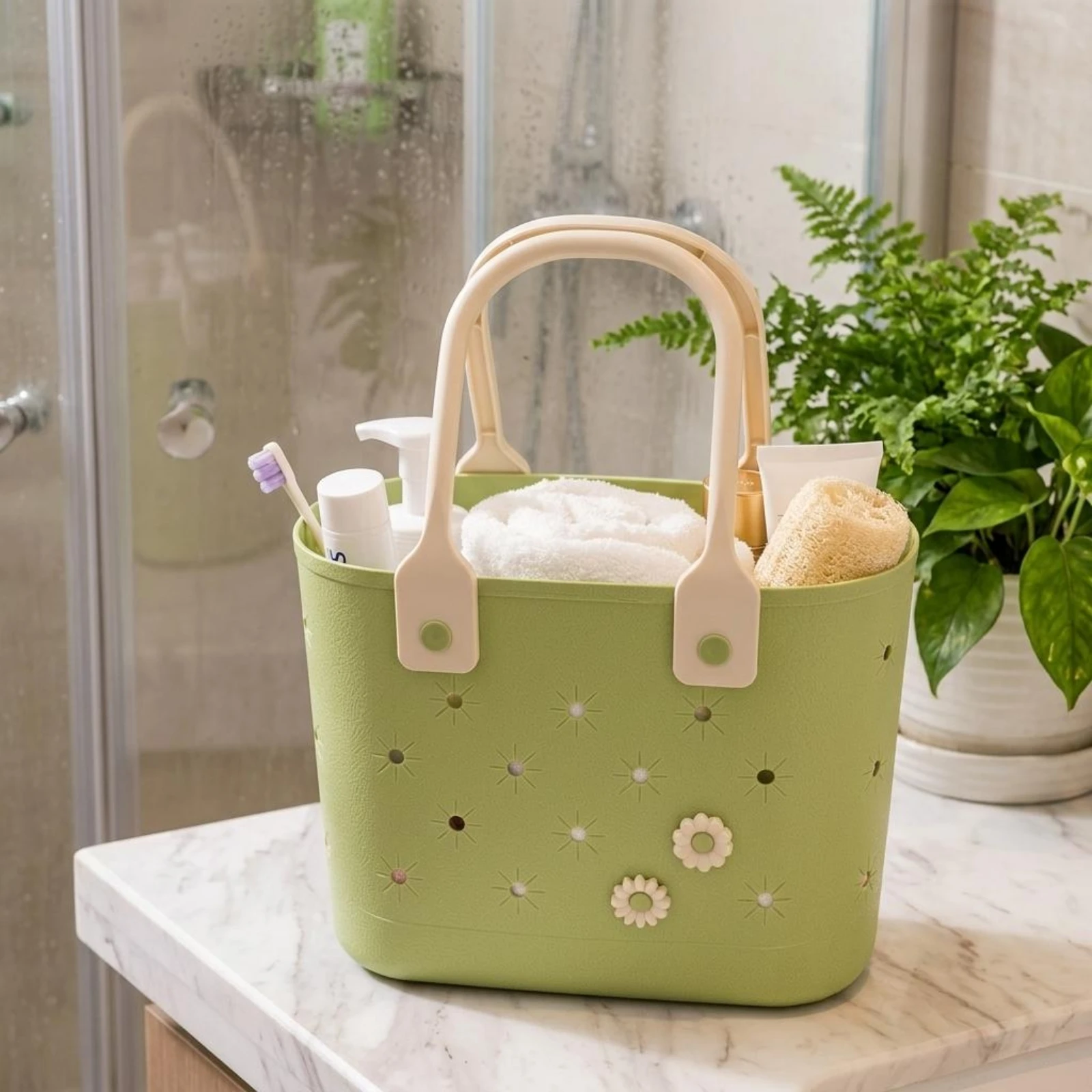 Rectangular Bath Basket Arched Handles Perforated Bath Basket Large Capacity Lightweight for Bathing
Rectangular Bath Basket Arched Handles Perforated Bath Basket Large Capacity Lightweight for Bathing