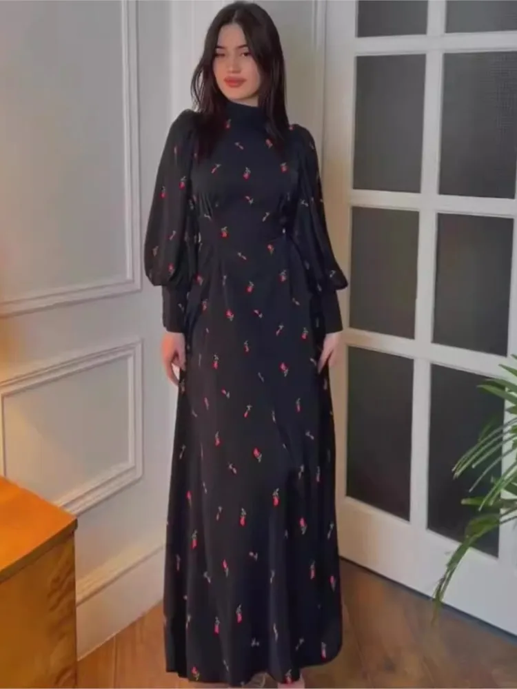 Autumn Elegant Print Dress For Women Fashion Half Hight Collar Long Sleeve Vestidos High Waist Elegant Temperament Long Dresses
Autumn Elegant Print Dress For Women Fashion Half Hight Collar Long Sleeve Vestidos High Waist Elegant Temperament Long Dresses