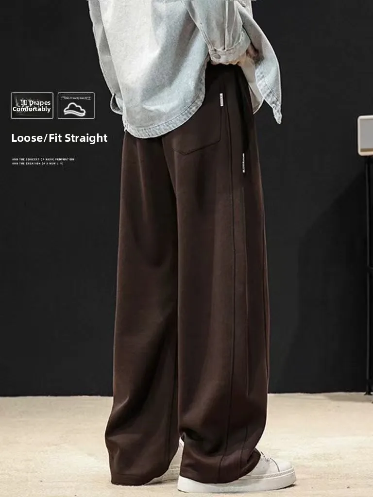 Men's Casual Straight Leg Trousers Fashionable Banana Sweatpants Loose Wide Leg Straight Cut Long Pants Autumn Winter Wear
Men's Casual Straight Leg Trousers Fashionable Banana Sweatpants Loose Wide Leg Straight Cut Long Pants Autumn Winter Wear