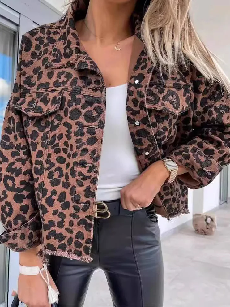 Loose Fit Casual Denim Jacket Women's Spring Autumn Leopard Print Long Sleeve Short Style Cross-Border Cleanfit 3D Effect Cotton
Loose Fit Casual Denim Jacket Women's Spring Autumn Leopard Print Long Sleeve Short Style Cross-Border Cleanfit 3D Effect Cotton