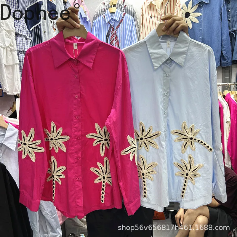 Fashion 2025 New Autumn Long Sleeve Women Blouses All-match Single-breasted Cardigans Top Embroidery Casual Female Loose Shirts
Fashion 2025 New Autumn Long Sleeve Women Blouses All-match Single-breasted Cardigans Top Embroidery Casual Female Loose Shirts