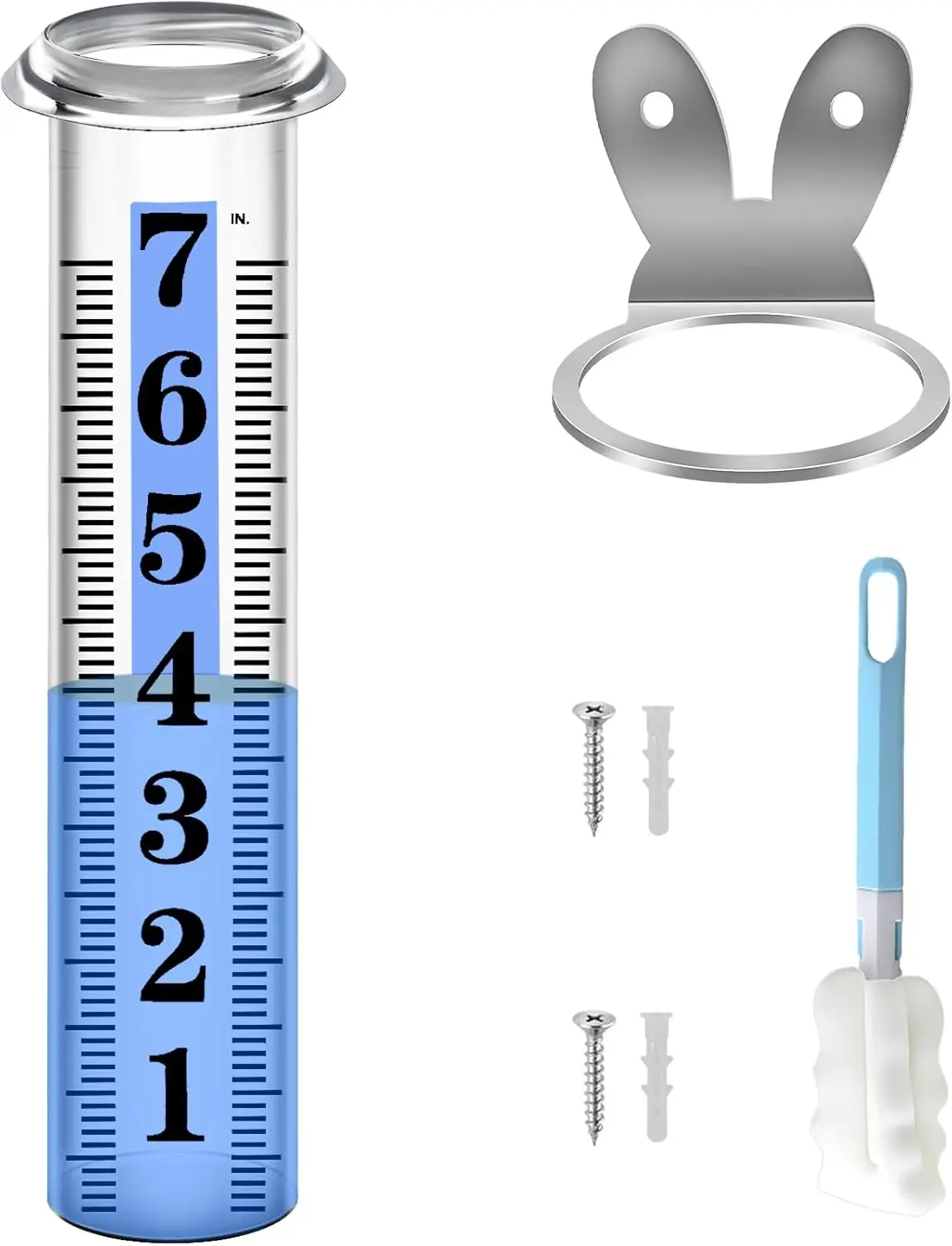 7" Accurate Rain Gauge Outdoor, Thickened Plastic Tube with Stainless Steel Rack, Easy Read 0.1" Increments for Garden Lawn Fence
7" Accurate Rain Gauge Outdoor, Thickened Plastic Tube with Stainless Steel Rack, Easy Read 0.1" Increments for Garden Lawn Fence