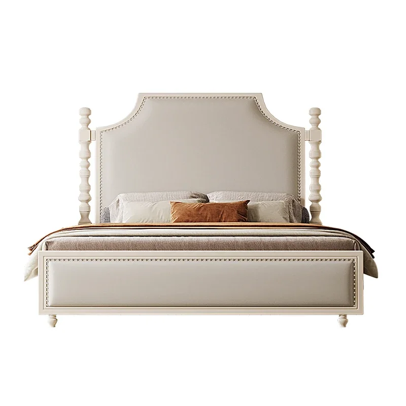 Retro leather solid wood modern simple 1.8 double cream white American light luxury French master bedroom princess bed
Retro leather solid wood modern simple 1.8 double cream white American light luxury French master bedroom princess bed