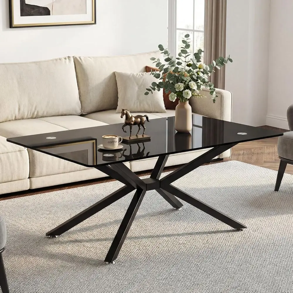 39 Sleek Black Tempered Glass Coffee Table with Metal Legs, Modern Design for Living Rooms and Offices
39 Sleek Black Tempered Glass Coffee Table with Metal Legs, Modern Design for Living Rooms and Offices