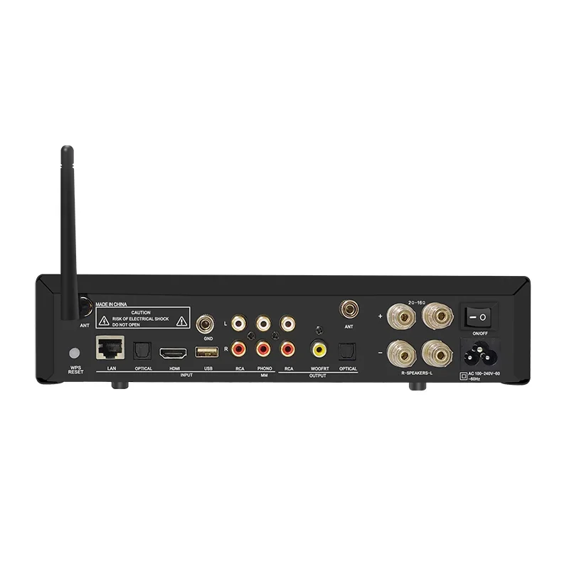 Home Theatre System Wireless System Professional WIFI Stereo Audio Amplifier With RCA / PHONO / Optical Fiber / HDM I / USB
Home Theatre System Wireless System Professional WIFI Stereo Audio Amplifier With RCA / PHONO / Optical Fiber / HDM I / USB